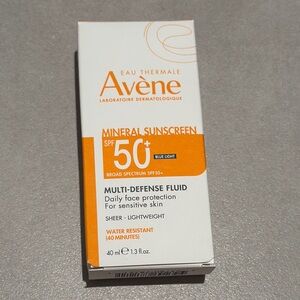 Avene Mineral Sunscreen SPF 50+ blue light multi defense fluid sheer lightweight